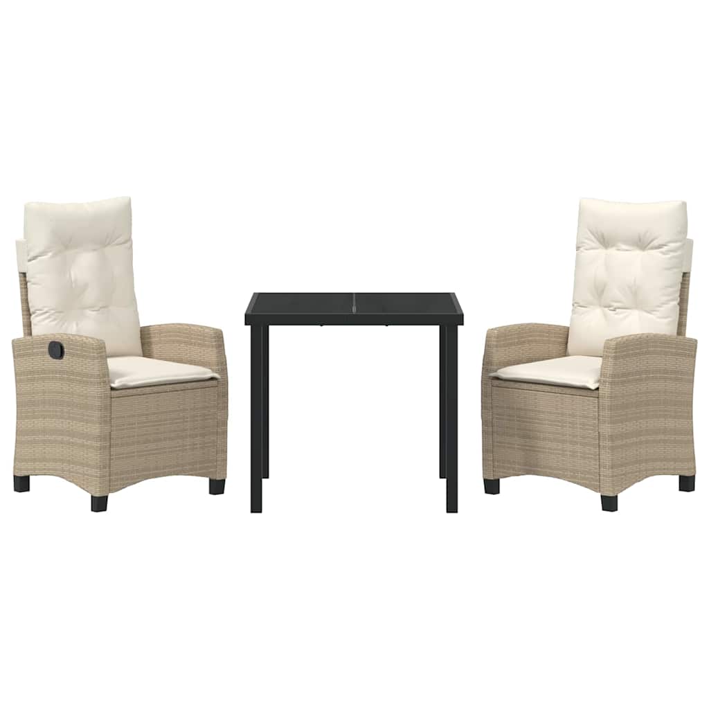 Garten Essgruppe mit Kissen 3 pcs Beige Poly-Rattan
