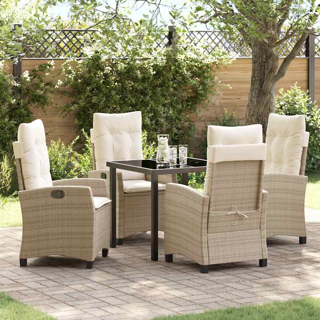 Garten Essgruppe mit Kissen 5 pcs Beige Poly-Rattan