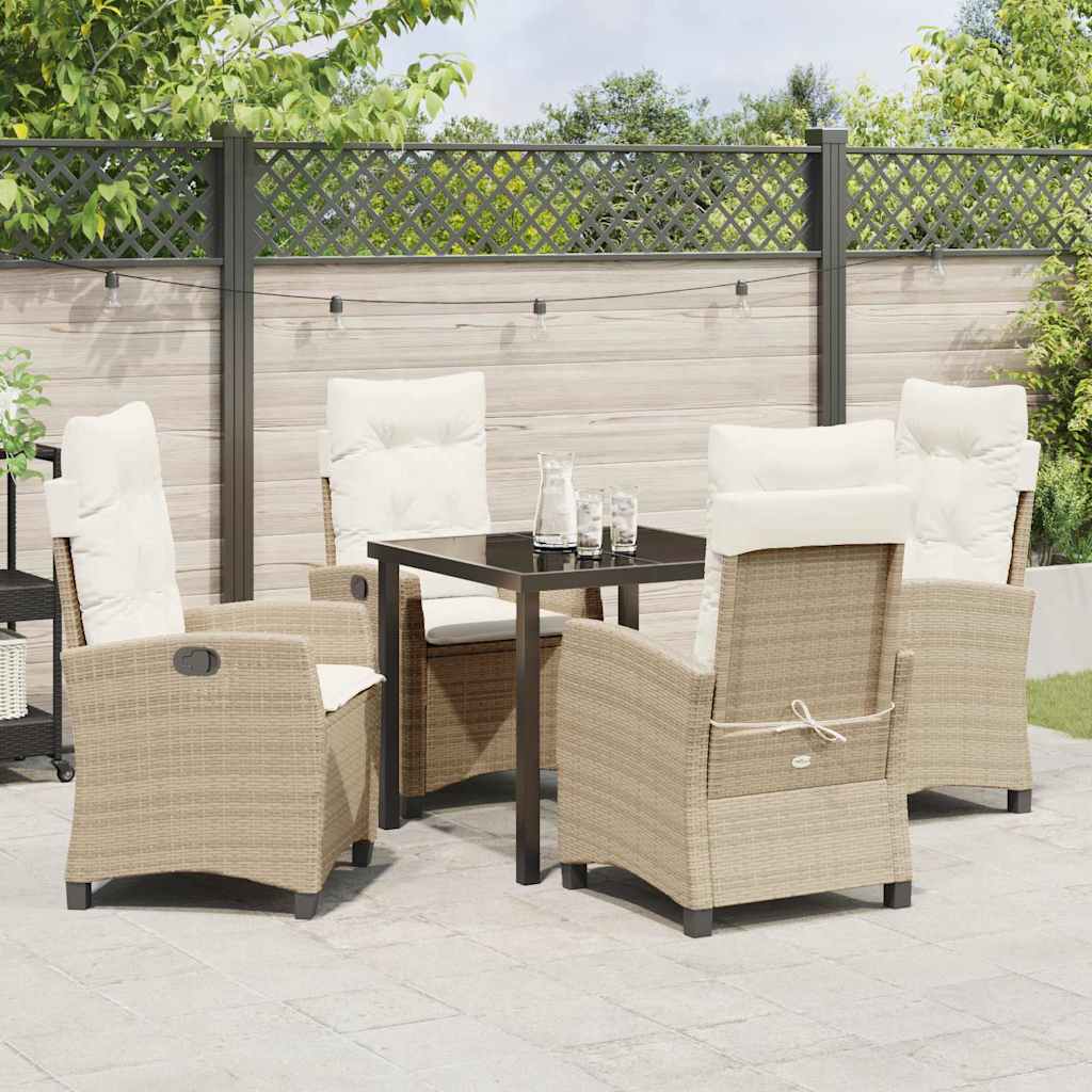 Garten Essgruppe mit Kissen 5 pcs Beige Poly-Rattan
