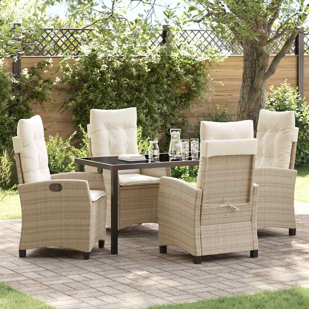 Garten Essgruppe mit Kissen 5 pcs Beige Poly-Rattan