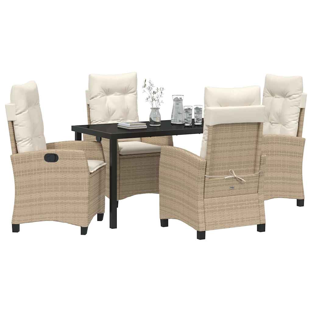 Garten Essgruppe mit Kissen 5 pcs Beige Poly-Rattan