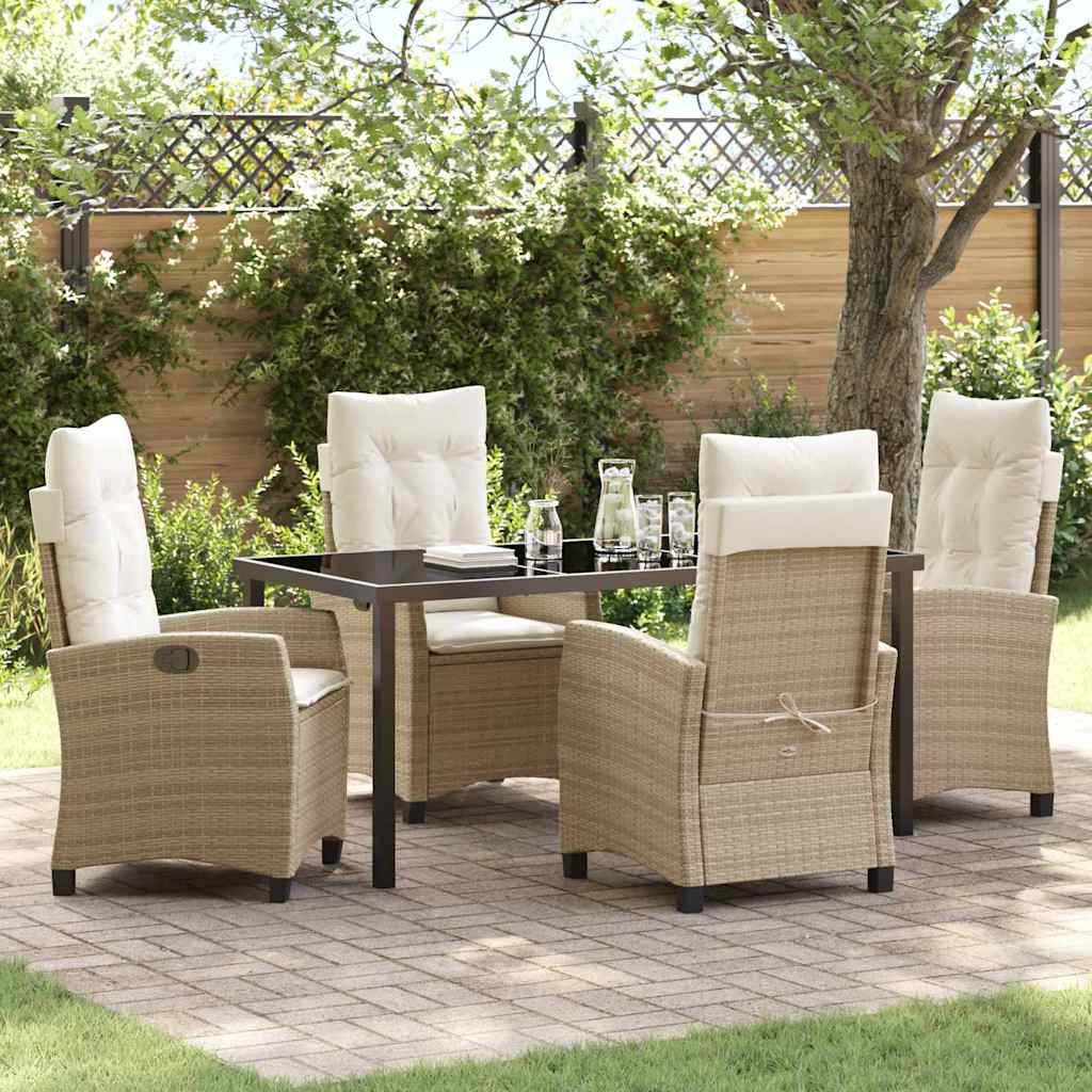 Garten Essgruppe mit Kissen 5 pcs Beige Poly-Rattan