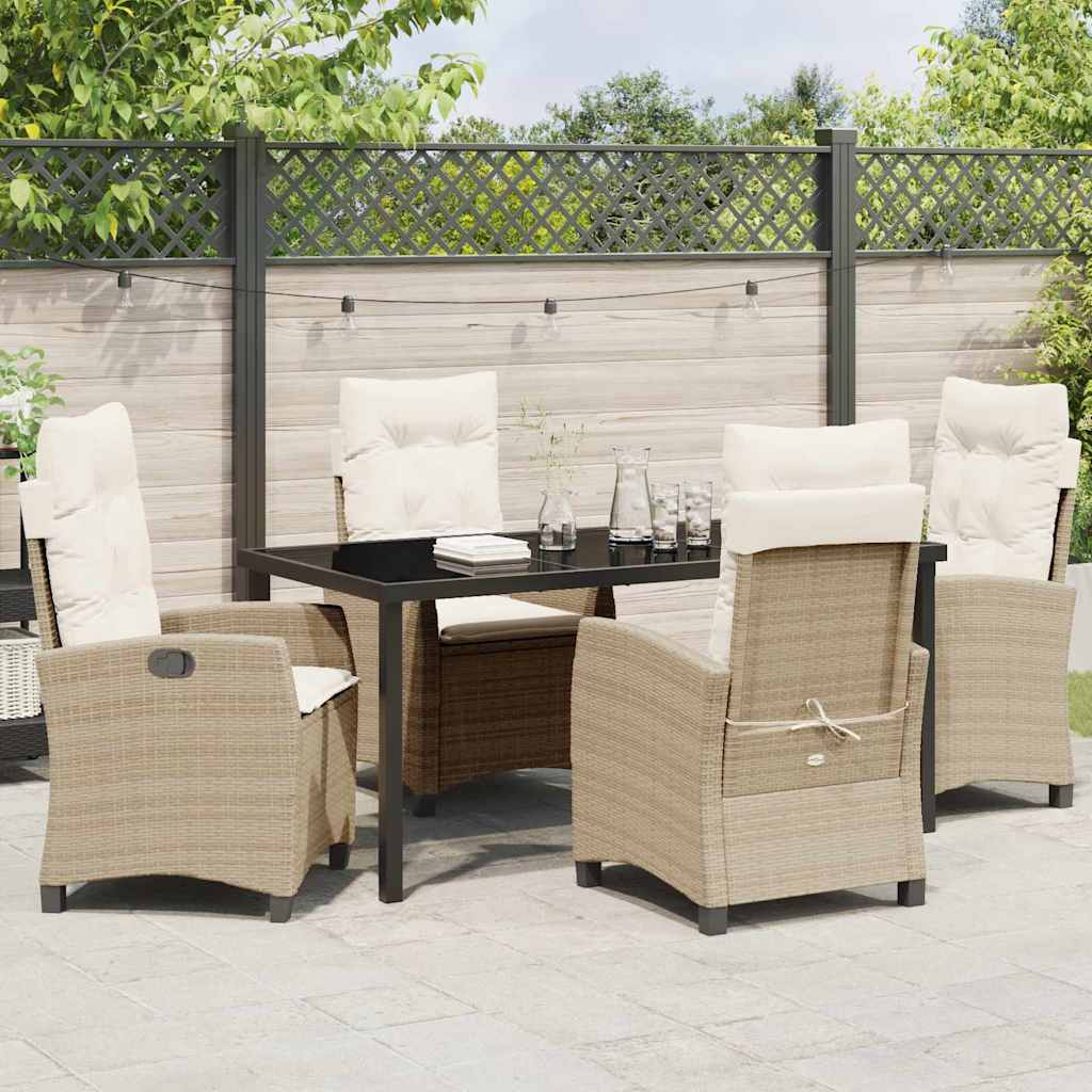 Garten Essgruppe mit Kissen 5 pcs Beige Poly-Rattan