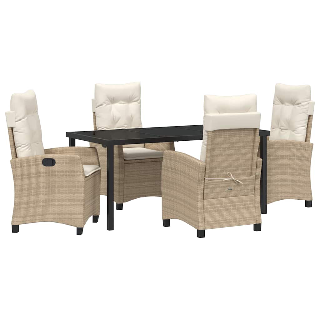 Garten Essgruppe mit Kissen 5 pcs Beige Poly-Rattan