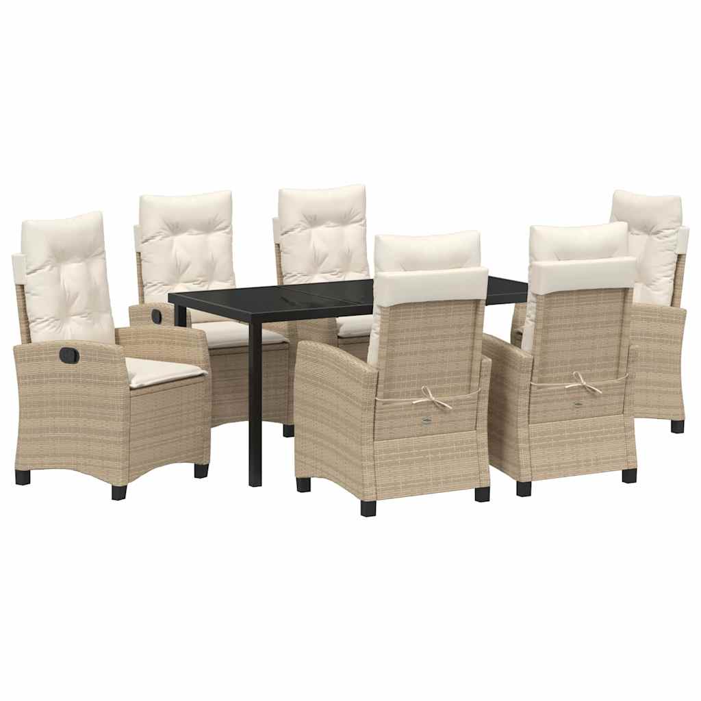 Garten Essgruppe mit Kissen 7 pcs Beige Poly-Rattan