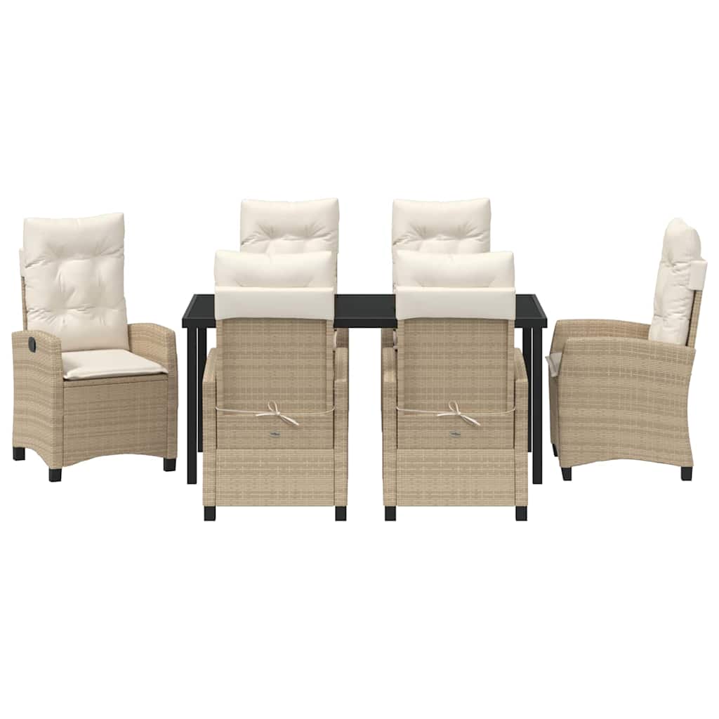 Garten Essgruppe mit Kissen 7 pcs Beige Poly-Rattan