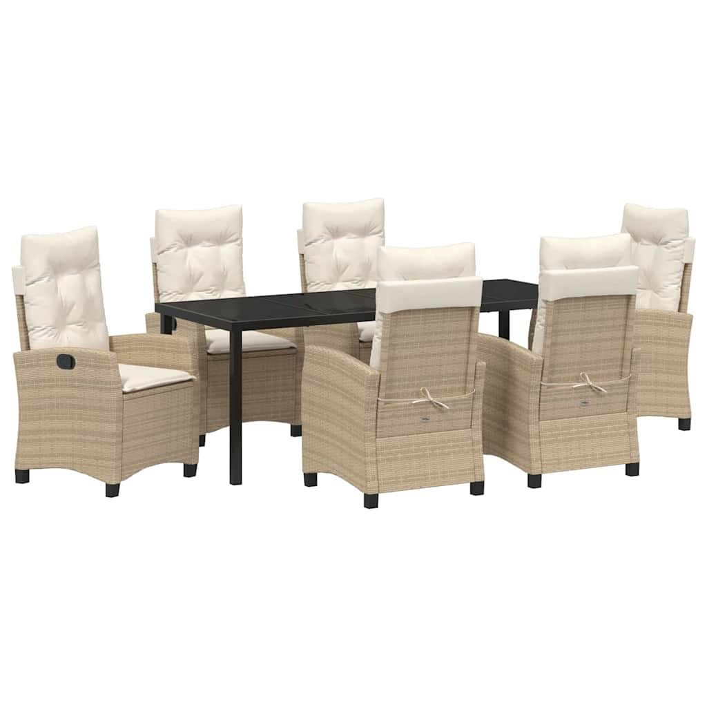 Garten Essgruppe mit Kissen 7 pcs Beige Poly-Rattan