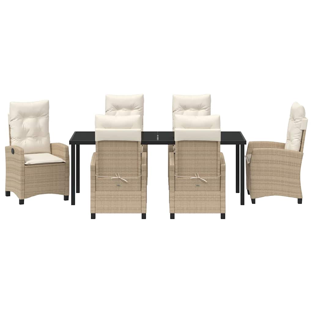 Garten Essgruppe mit Kissen 7 pcs Beige Poly-Rattan