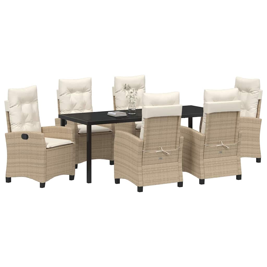Garten Essgruppe mit Kissen 7 pcs Beige Poly-Rattan