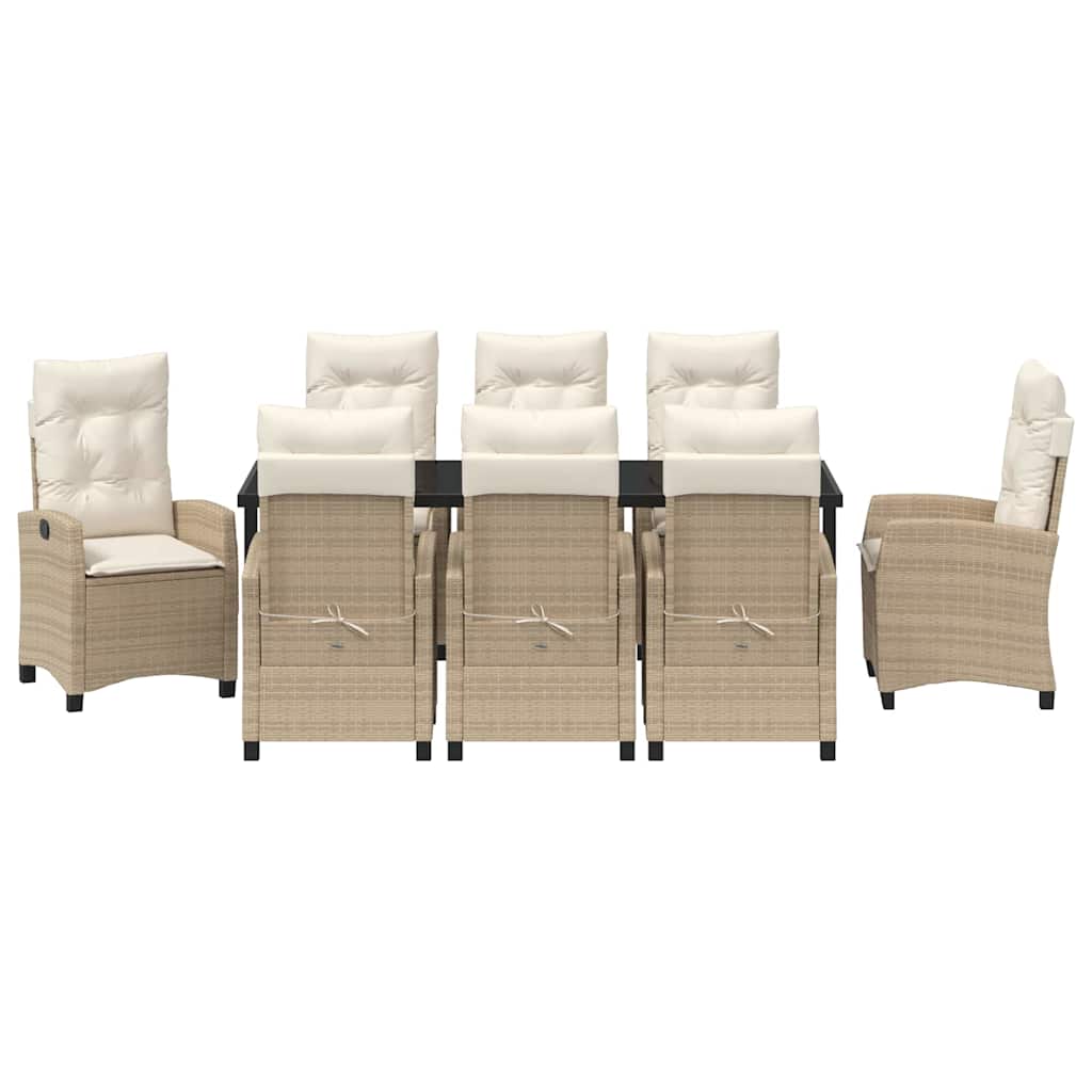Garten Essgruppe mit Kissen 9 pcs Beige Poly-Rattan