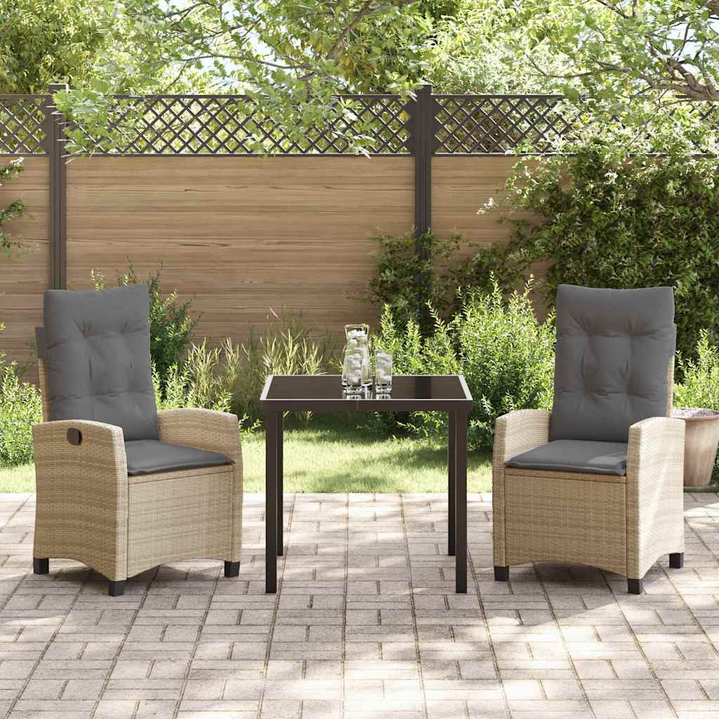 Garten Essgruppe mit Kissen 3 pcs Beige Poly-Rattan