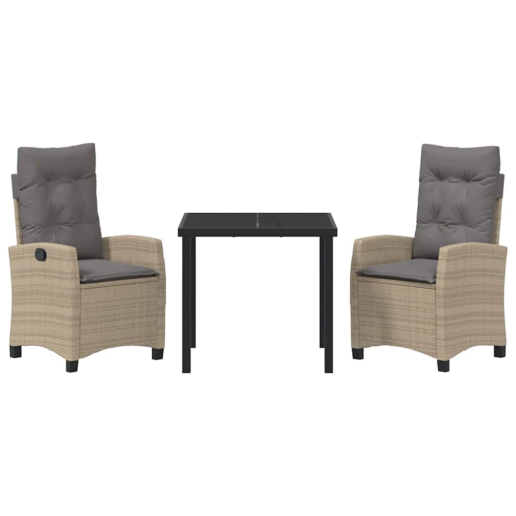 Garten Essgruppe mit Kissen 3 pcs Beige Poly-Rattan