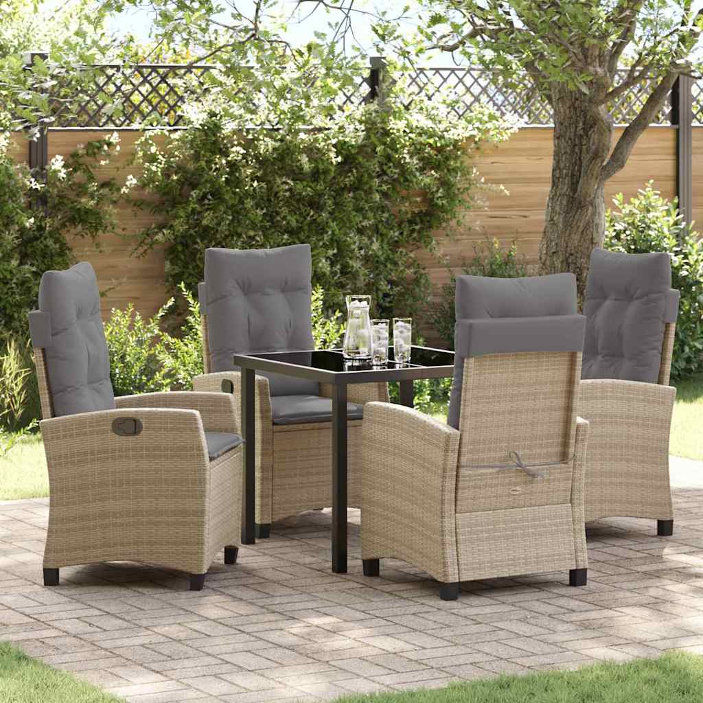 Garten Essgruppe mit Kissen 5 pcs Beige Poly-Rattan