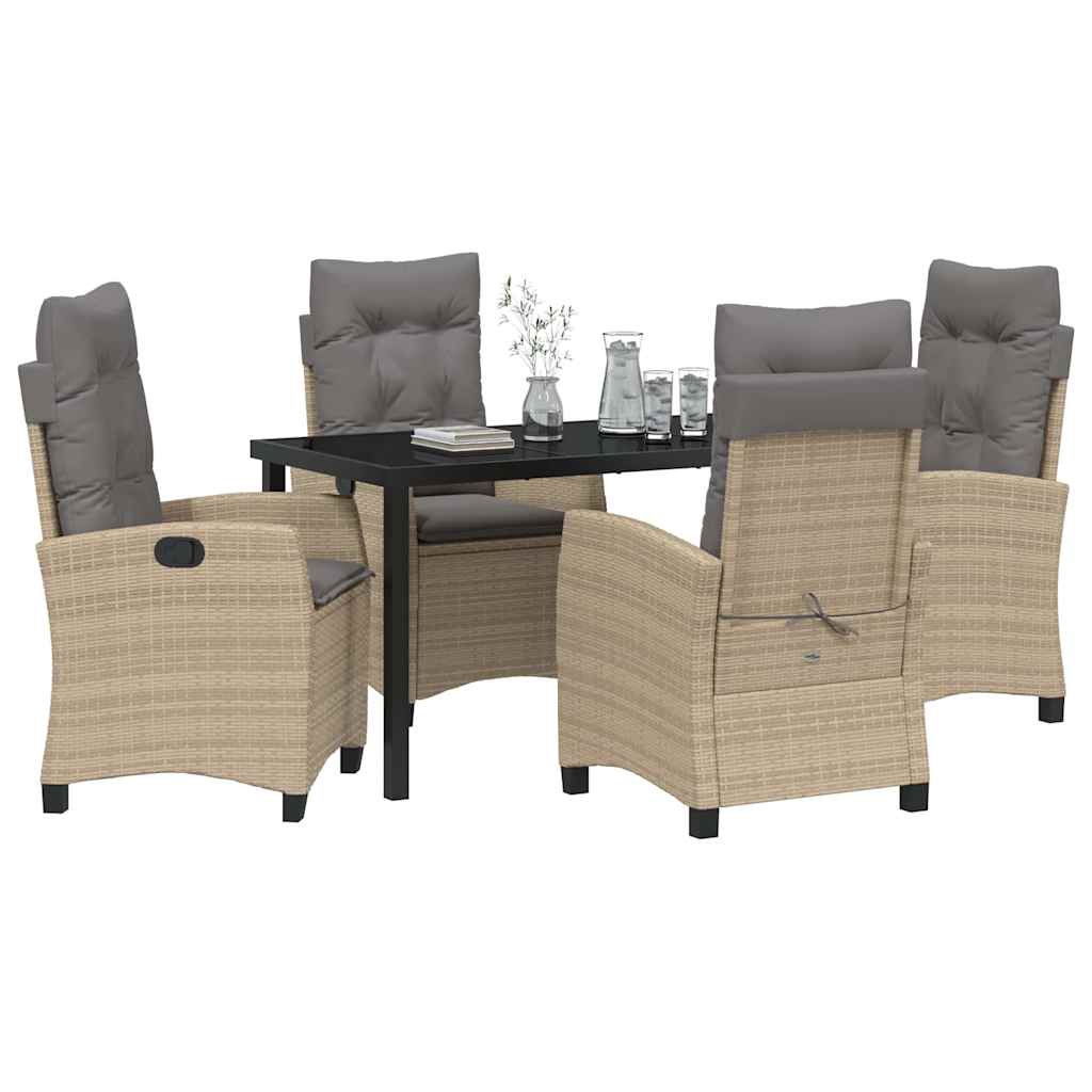 Garten Essgruppe mit Kissen 5 pcs Beige Poly-Rattan
