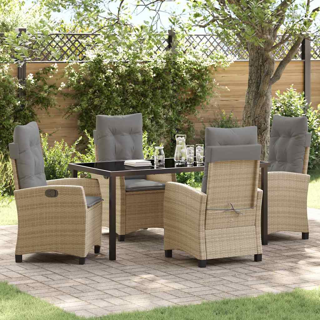 Garten Essgruppe mit Kissen 5 pcs Beige Poly-Rattan