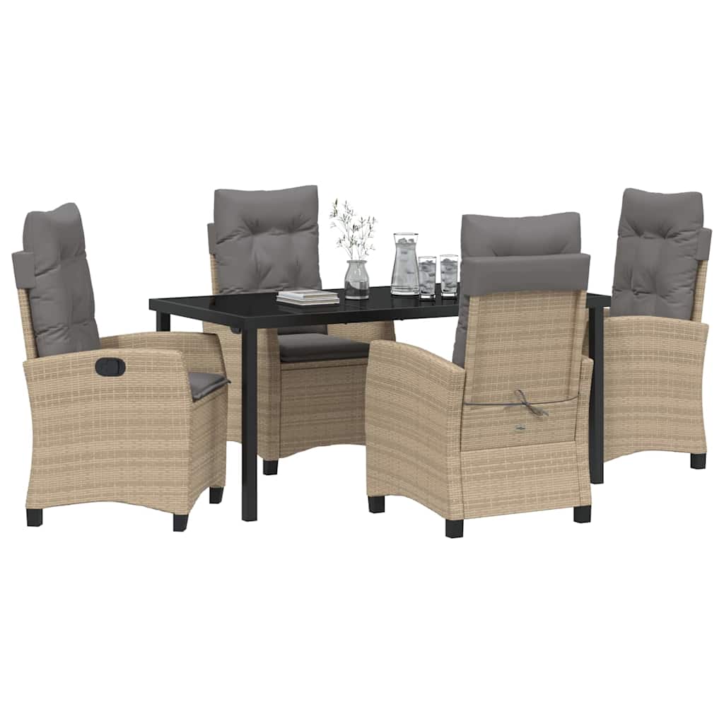 Garten Essgruppe mit Kissen 5 pcs Beige Poly-Rattan