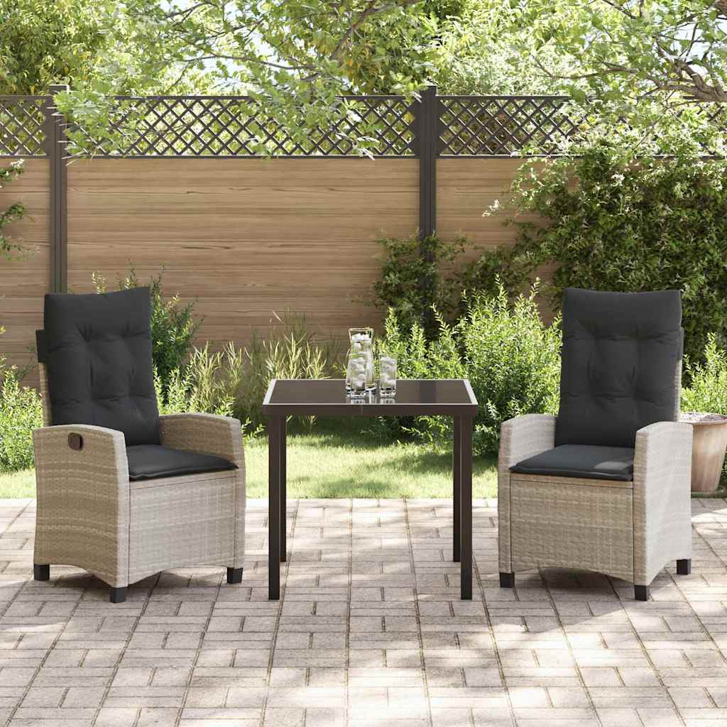 Garten Essgruppe mit Kissen 3 pcs Hellgrau Poly-Rattan