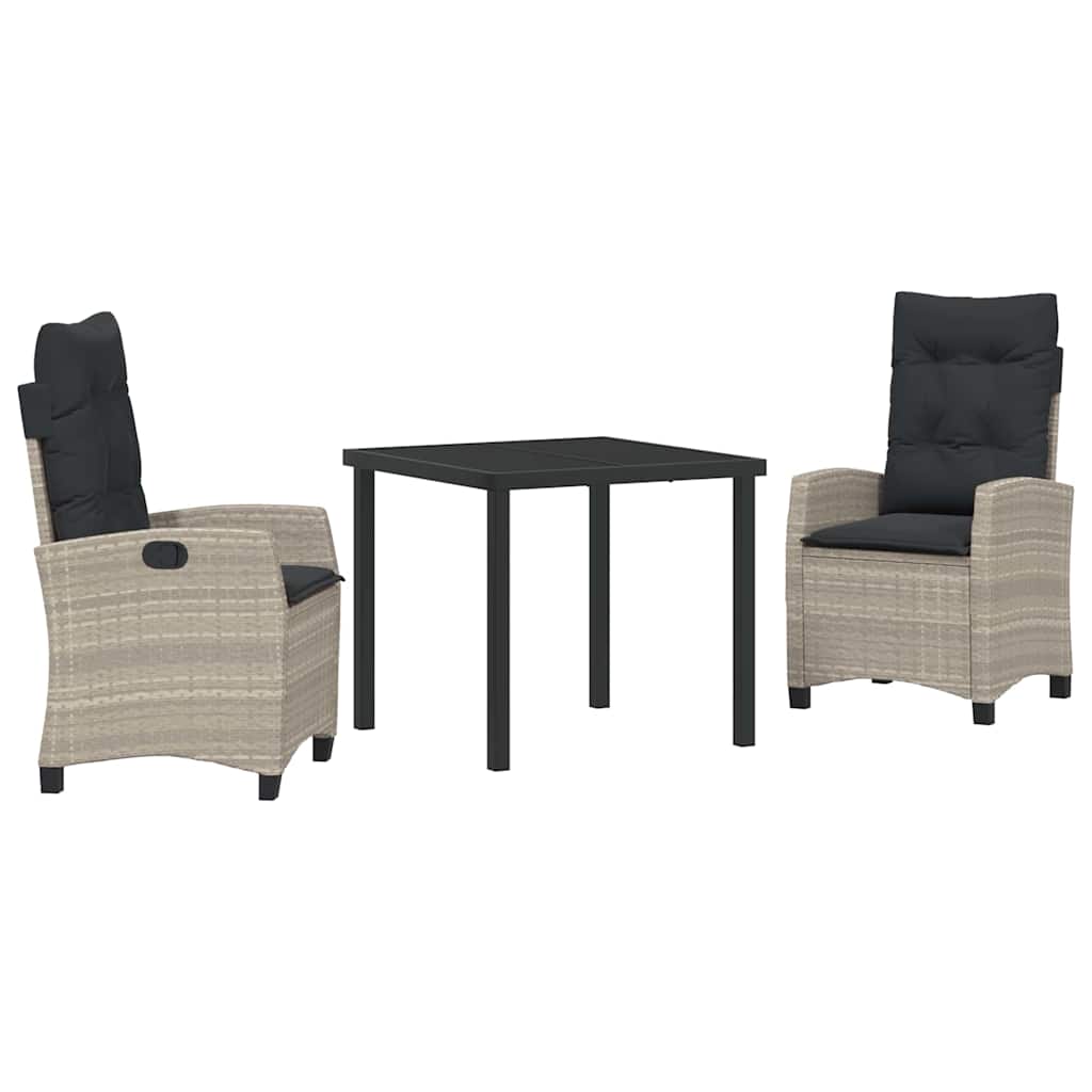 Garten Essgruppe mit Kissen 3 pcs Hellgrau Poly-Rattan