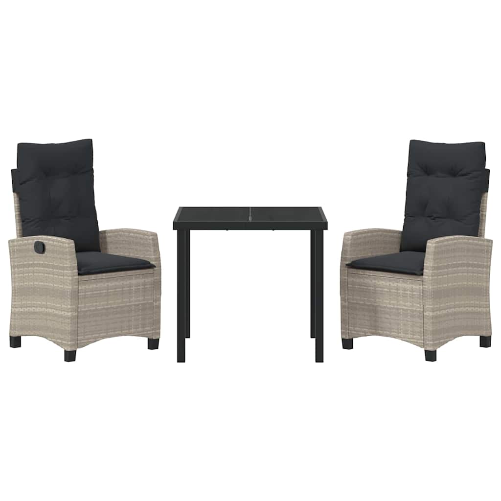 Garten Essgruppe mit Kissen 3 pcs Hellgrau Poly-Rattan