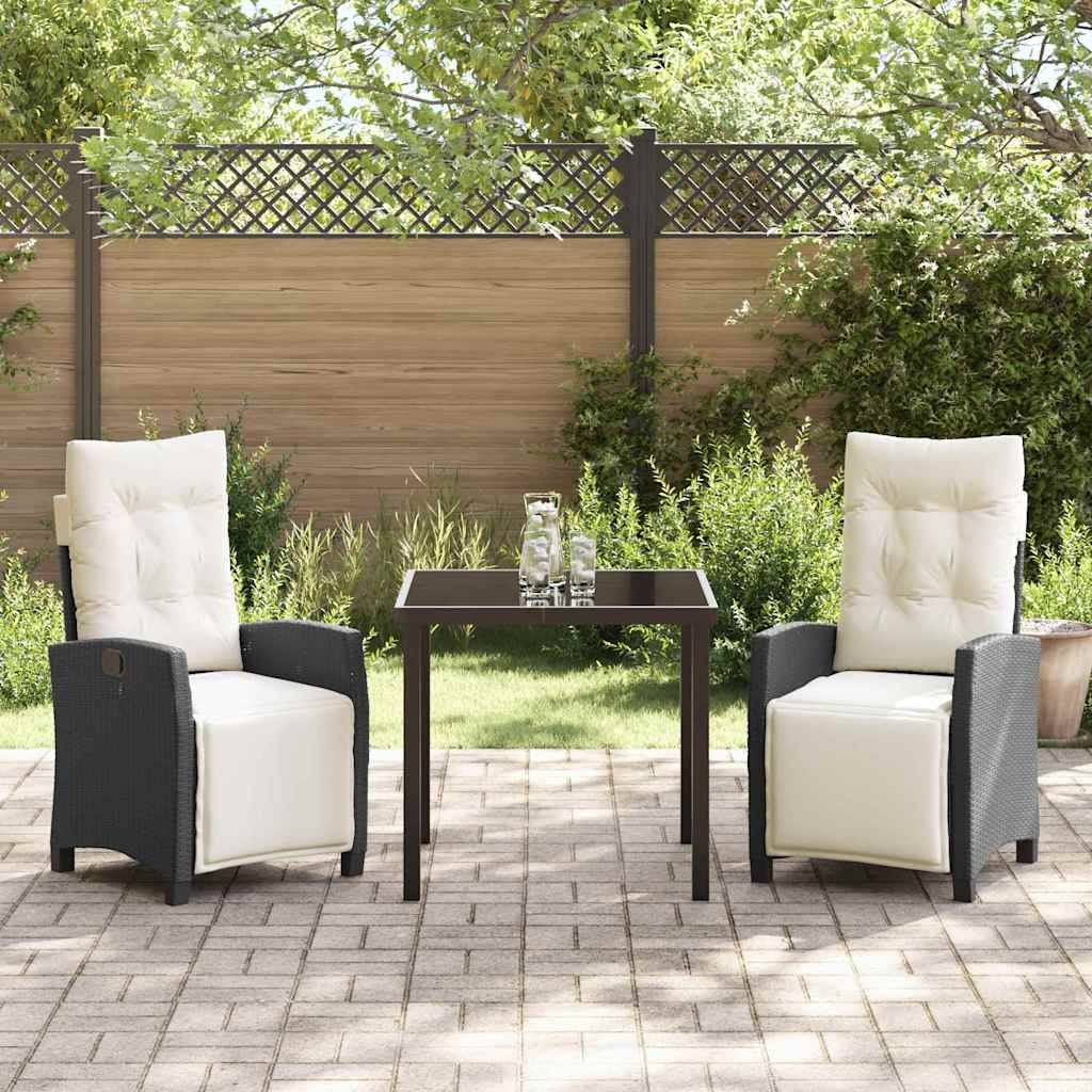 Garten Essgruppe mit Kissen 3 pcs Schwarz Poly-Rattan