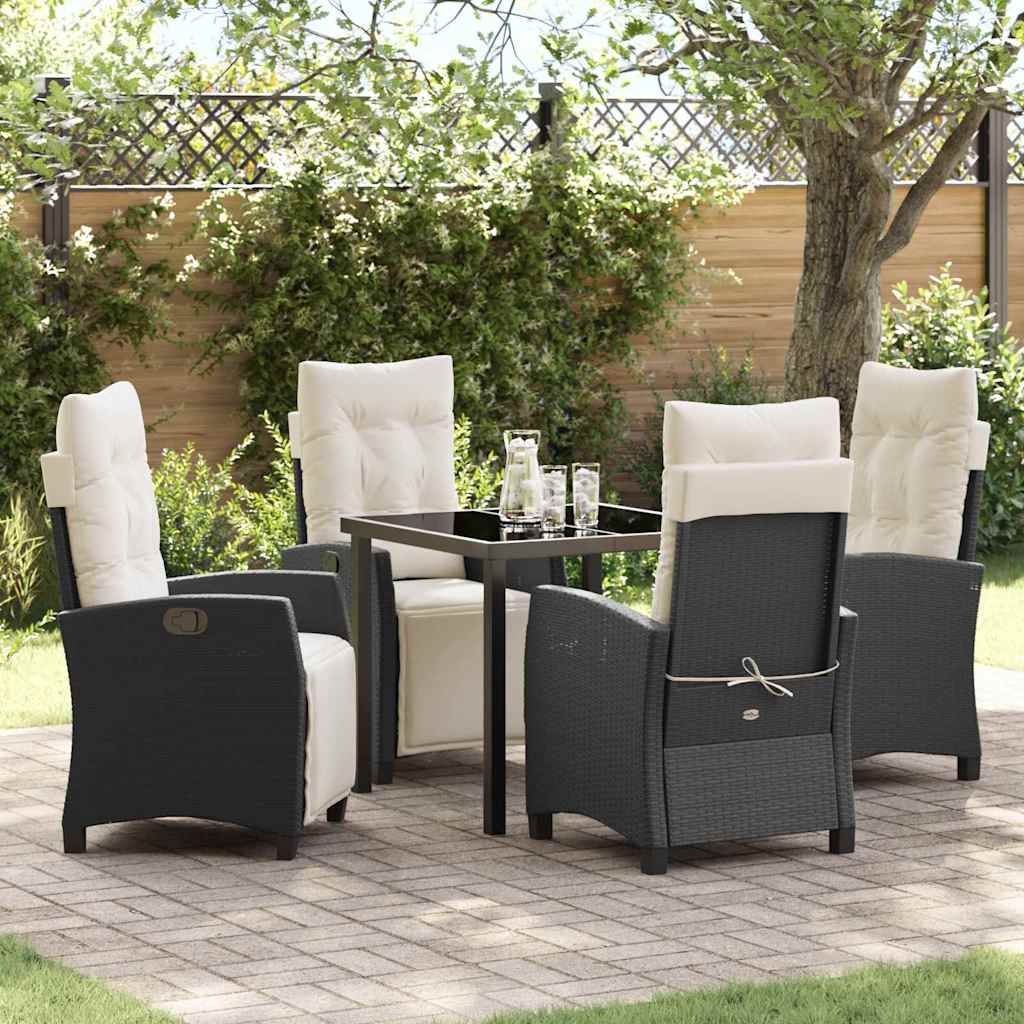 Garten Essgruppe mit Kissen 5 pcs Schwarz Poly-Rattan