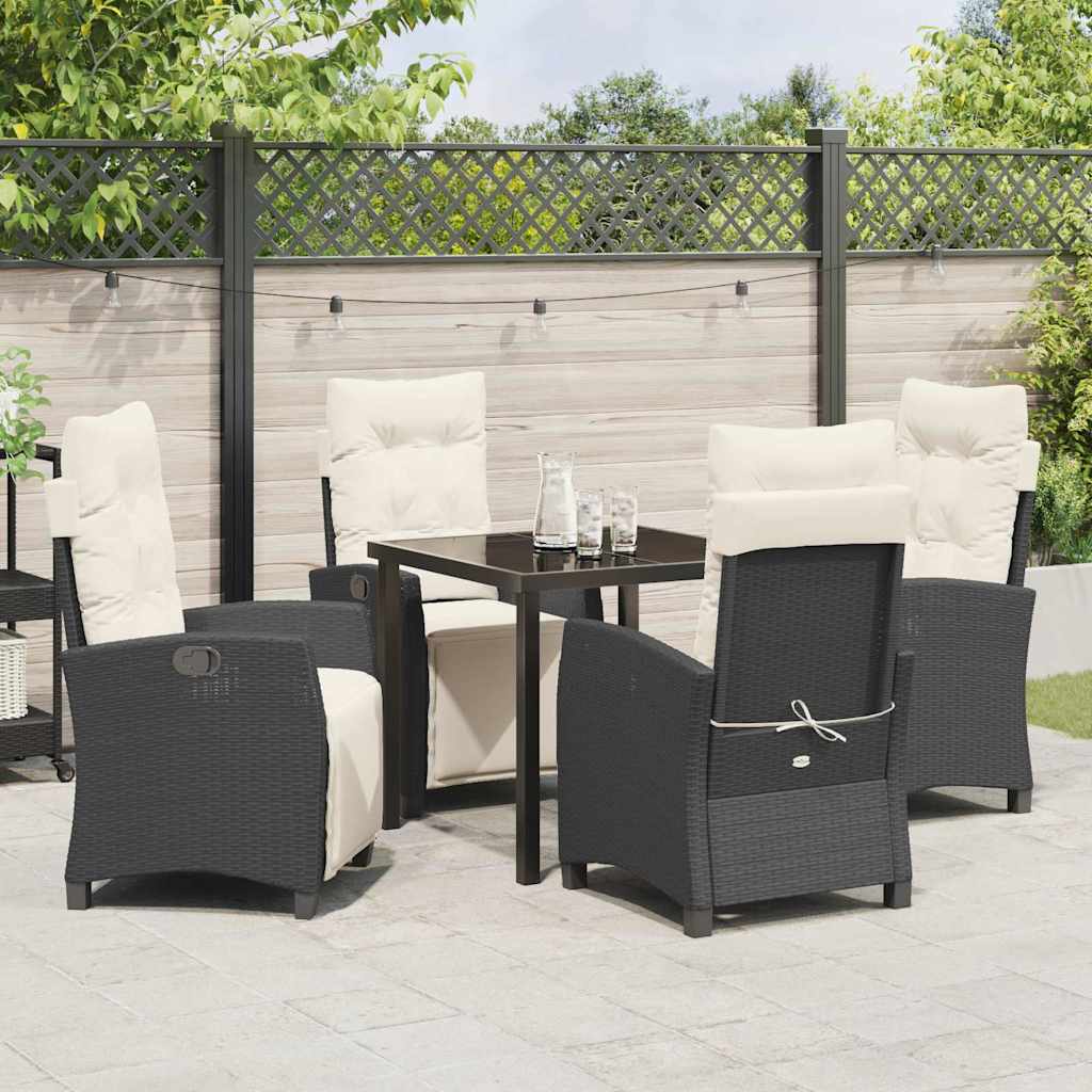 Garten Essgruppe mit Kissen 5 pcs Schwarz Poly-Rattan