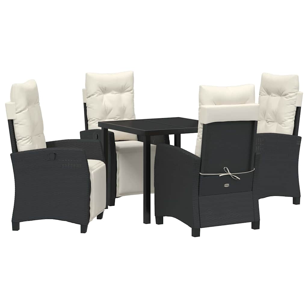 Garten Essgruppe mit Kissen 5 pcs Schwarz Poly-Rattan