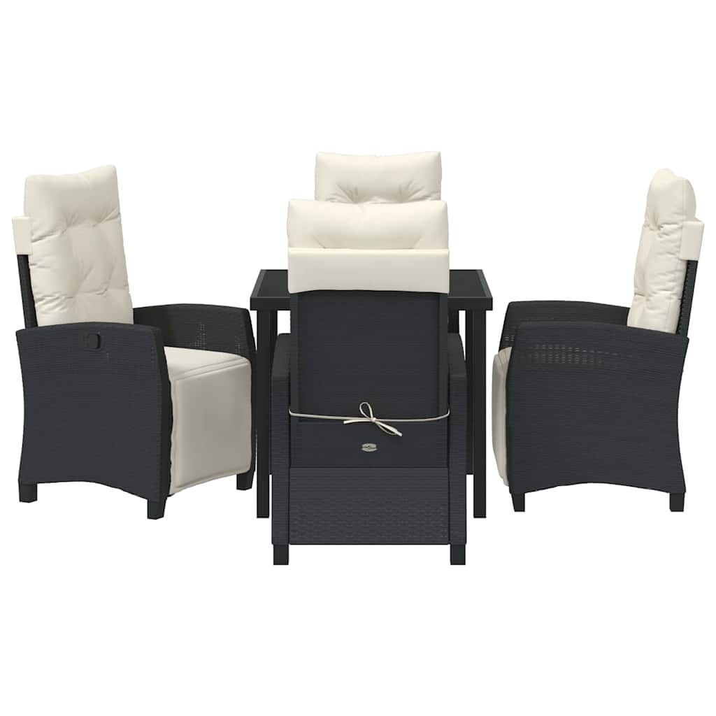 Garten Essgruppe mit Kissen 5 pcs Schwarz Poly-Rattan