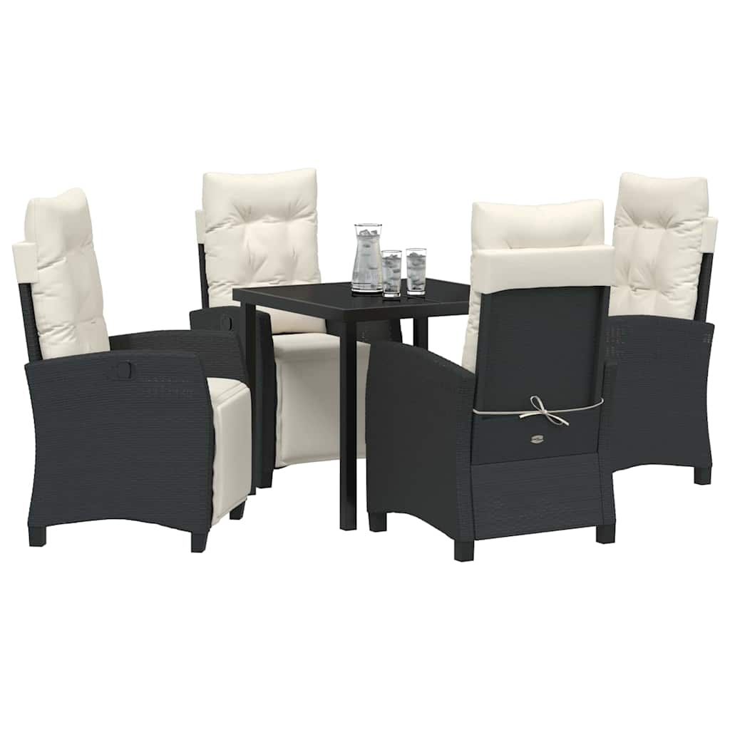 Garten Essgruppe mit Kissen 5 pcs Schwarz Poly-Rattan
