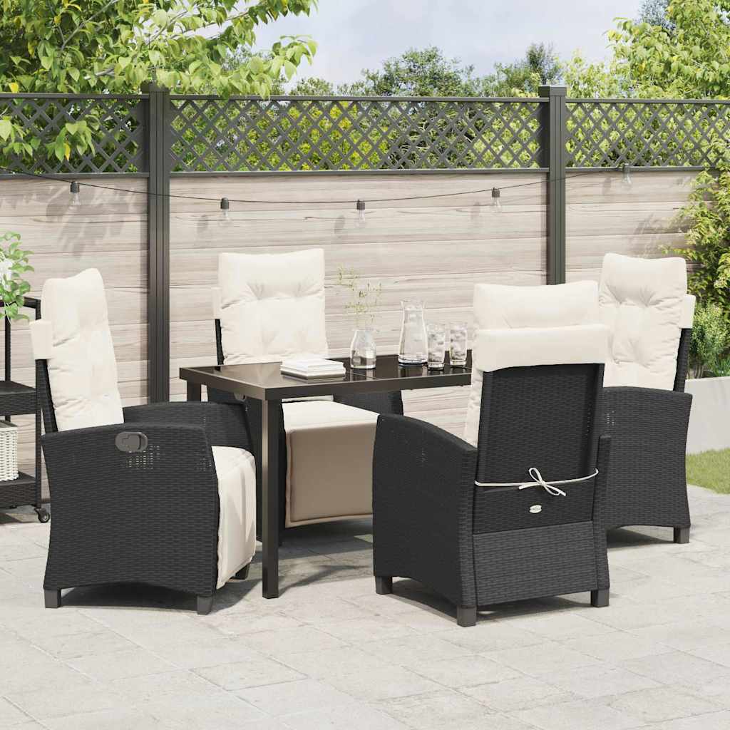 Garten Essgruppe mit Kissen 5 pcs Schwarz Poly-Rattan
