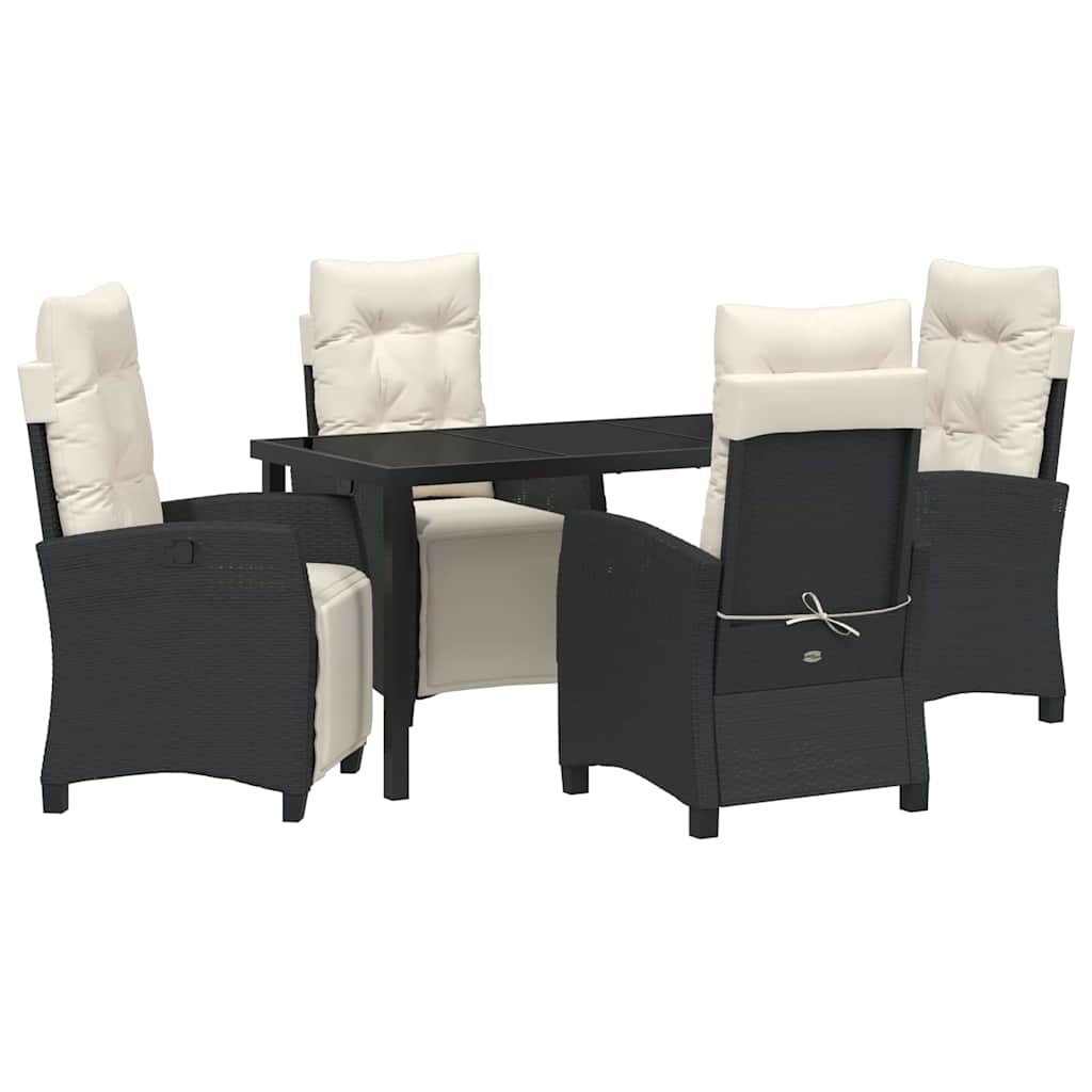 Garten Essgruppe mit Kissen 5 pcs Schwarz Poly-Rattan
