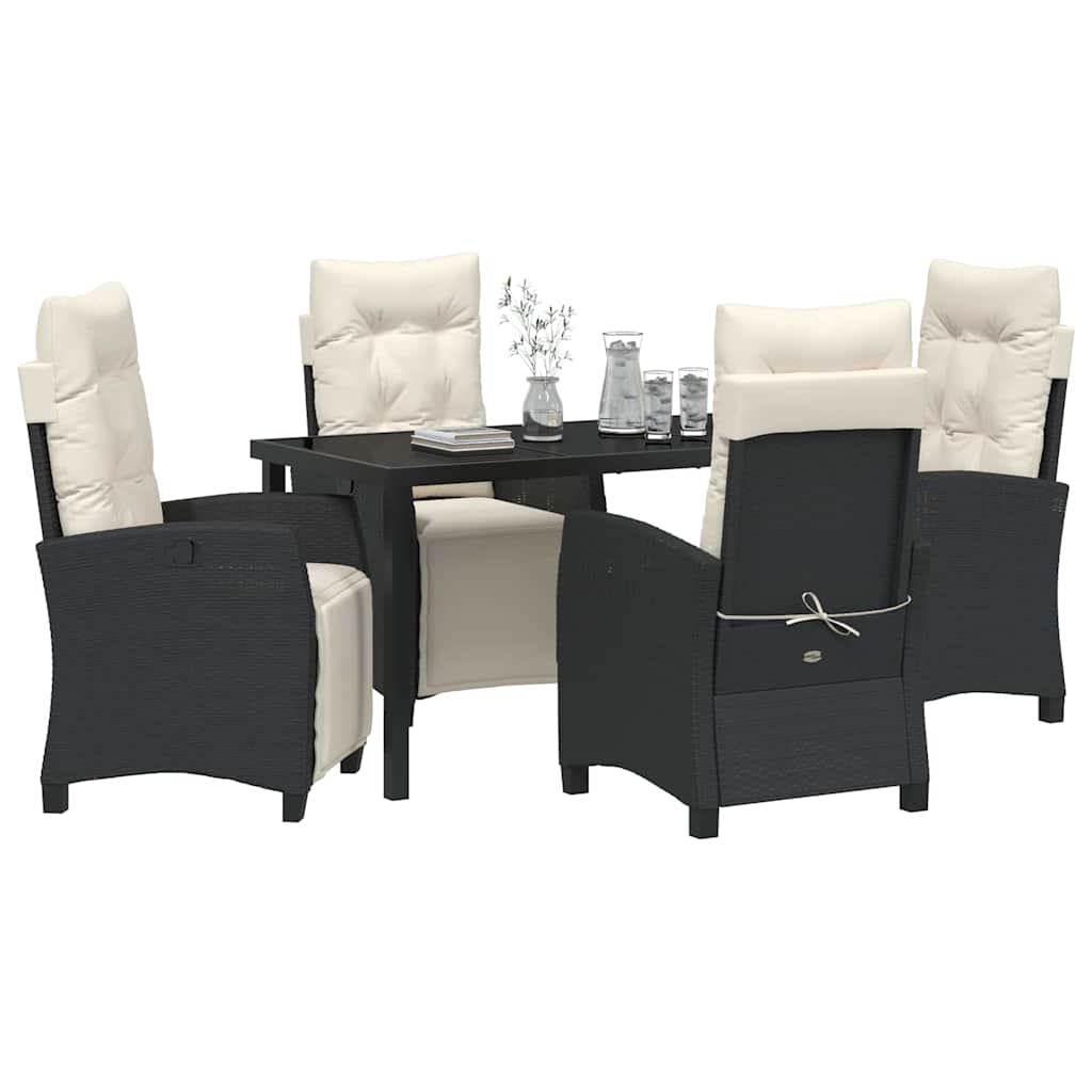 Garten Essgruppe mit Kissen 5 pcs Schwarz Poly-Rattan