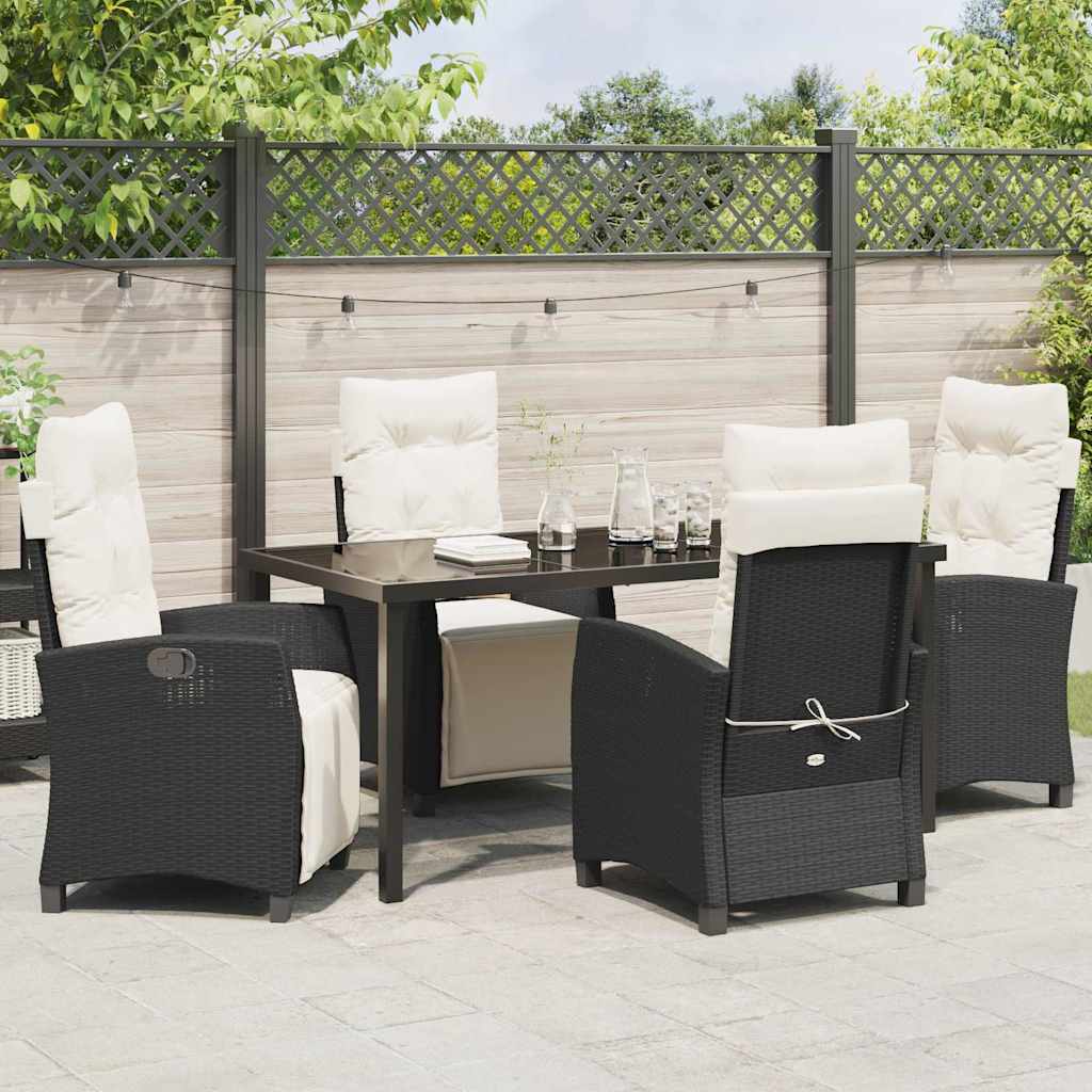 Garten Essgruppe mit Kissen 5 pcs Schwarz Poly-Rattan