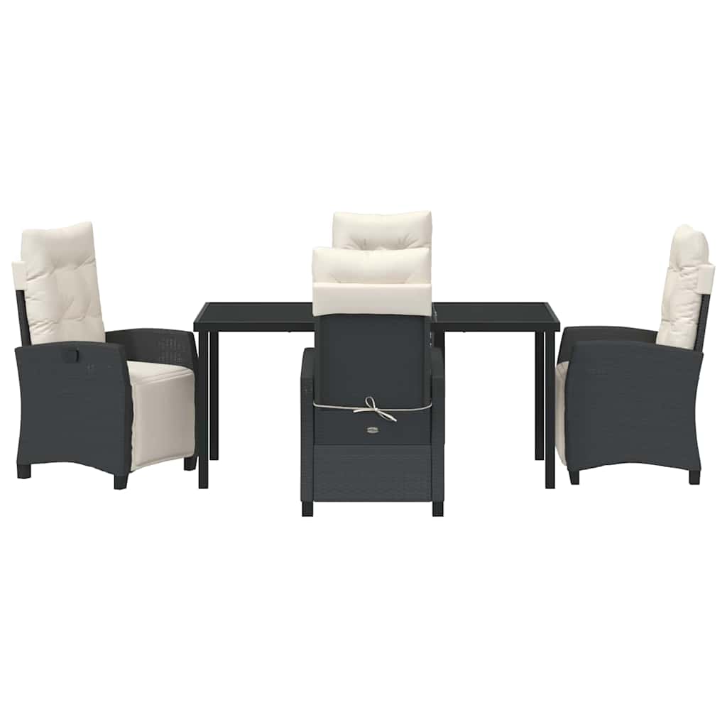 Garten Essgruppe mit Kissen 5 pcs Schwarz Poly-Rattan