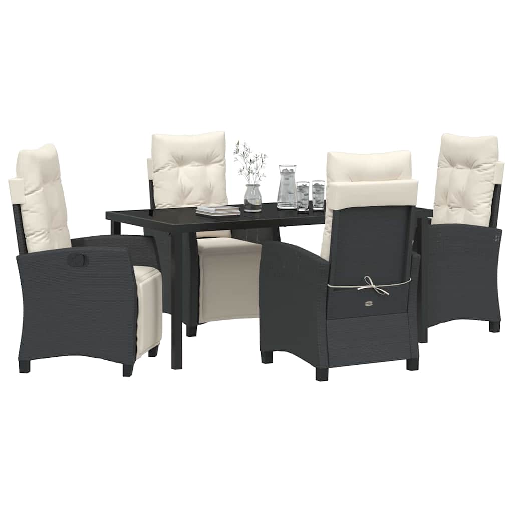 Garten Essgruppe mit Kissen 5 pcs Schwarz Poly-Rattan
