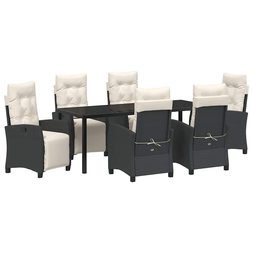 Garten Essgruppe mit Kissen 7 pcs Schwarz Poly-Rattan