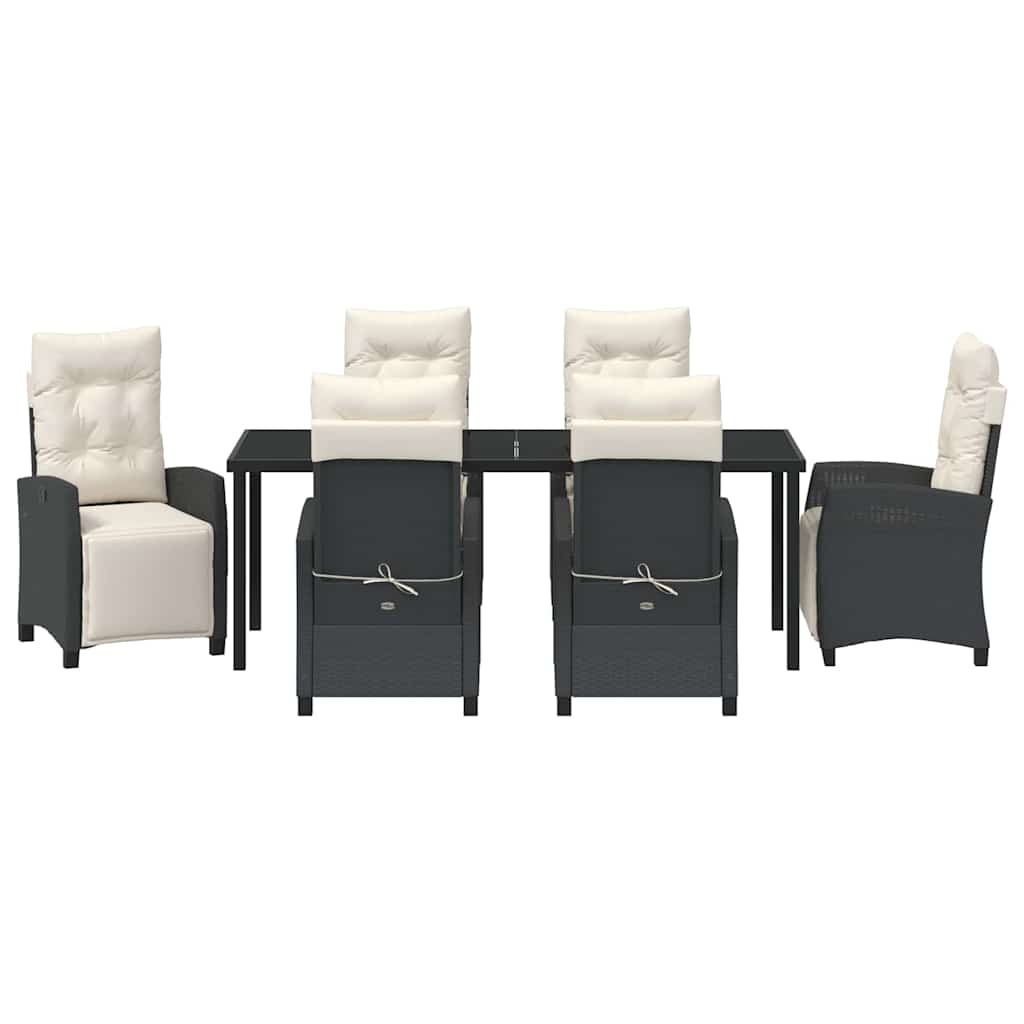 Garten Essgruppe mit Kissen 7 pcs Schwarz Poly-Rattan