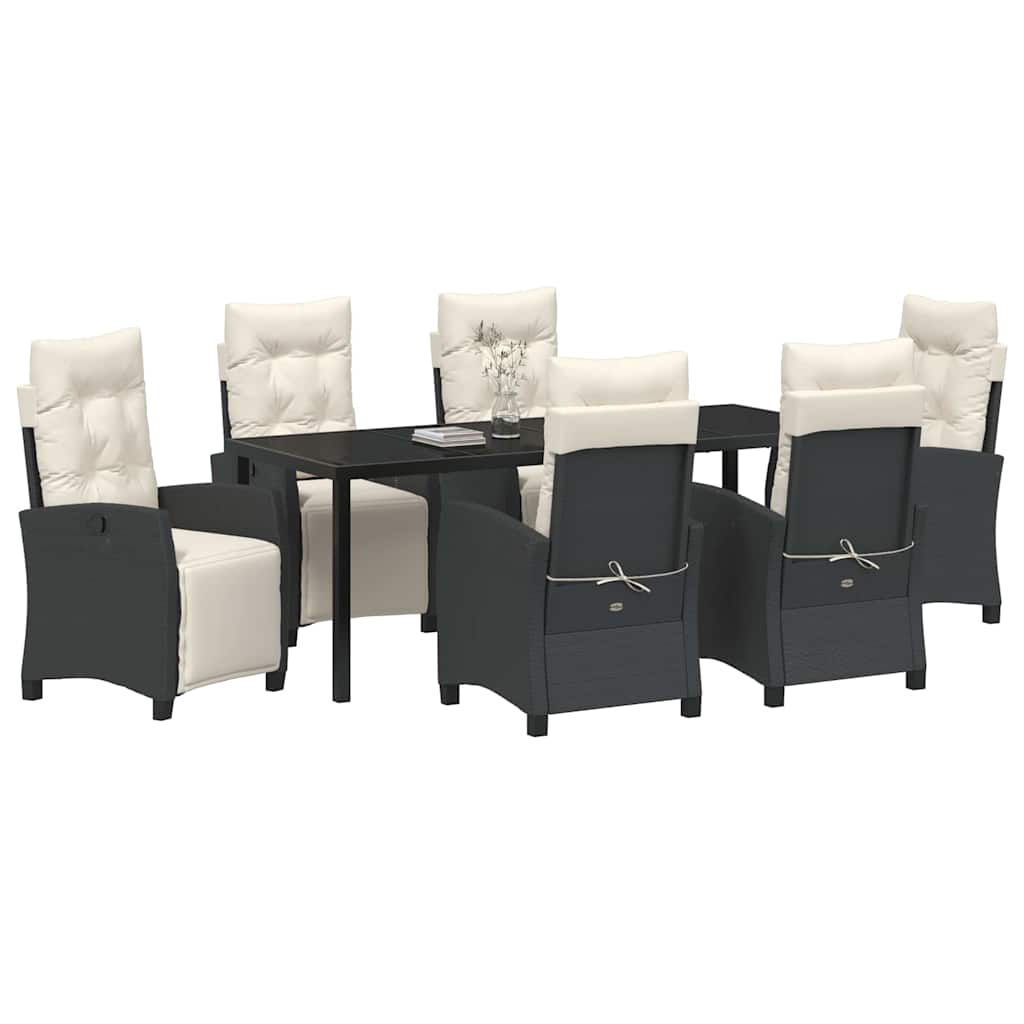 Garten Essgruppe mit Kissen 7 pcs Schwarz Poly-Rattan