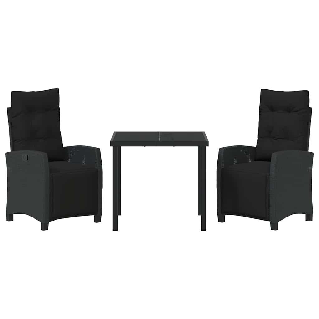 Garten Essgruppe mit Kissen 3 pcs Schwarz Poly-Rattan
