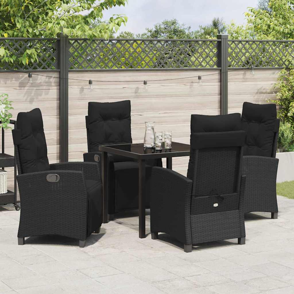 Garten Essgruppe mit Kissen 5 pcs Schwarz Poly-Rattan