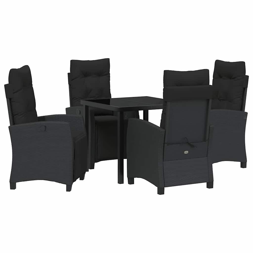 Garten Essgruppe mit Kissen 5 pcs Schwarz Poly-Rattan
