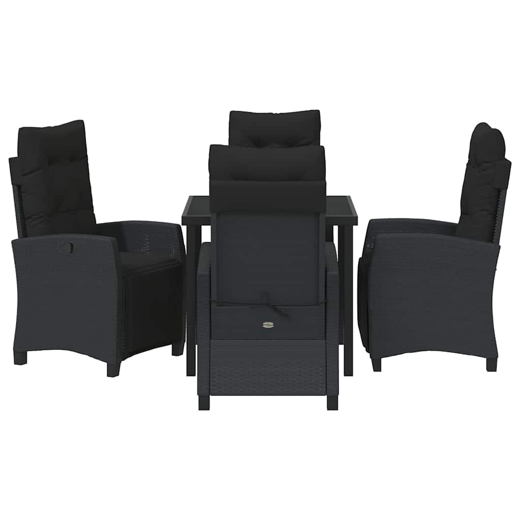 Garten Essgruppe mit Kissen 5 pcs Schwarz Poly-Rattan