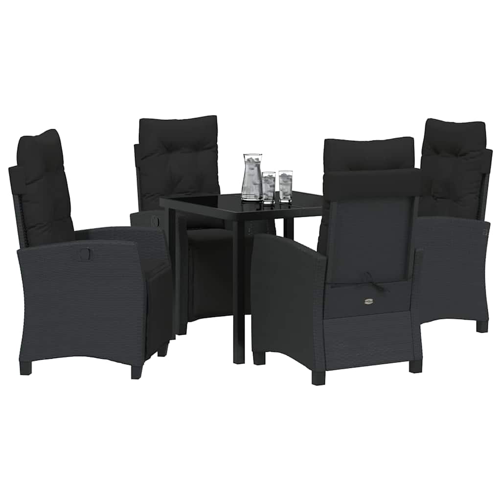 Garten Essgruppe mit Kissen 5 pcs Schwarz Poly-Rattan