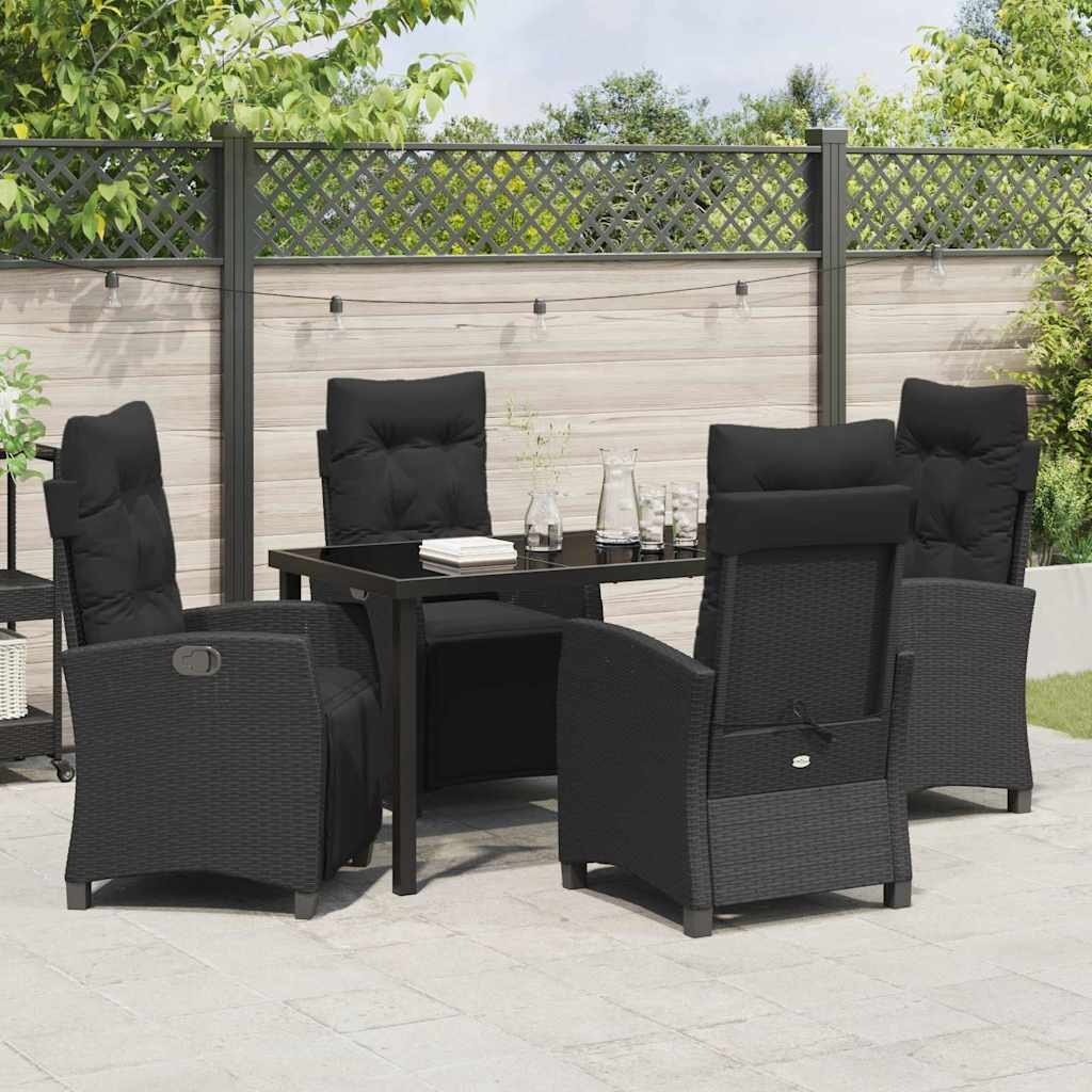 Garten Essgruppe mit Kissen 5 pcs Schwarz Poly-Rattan