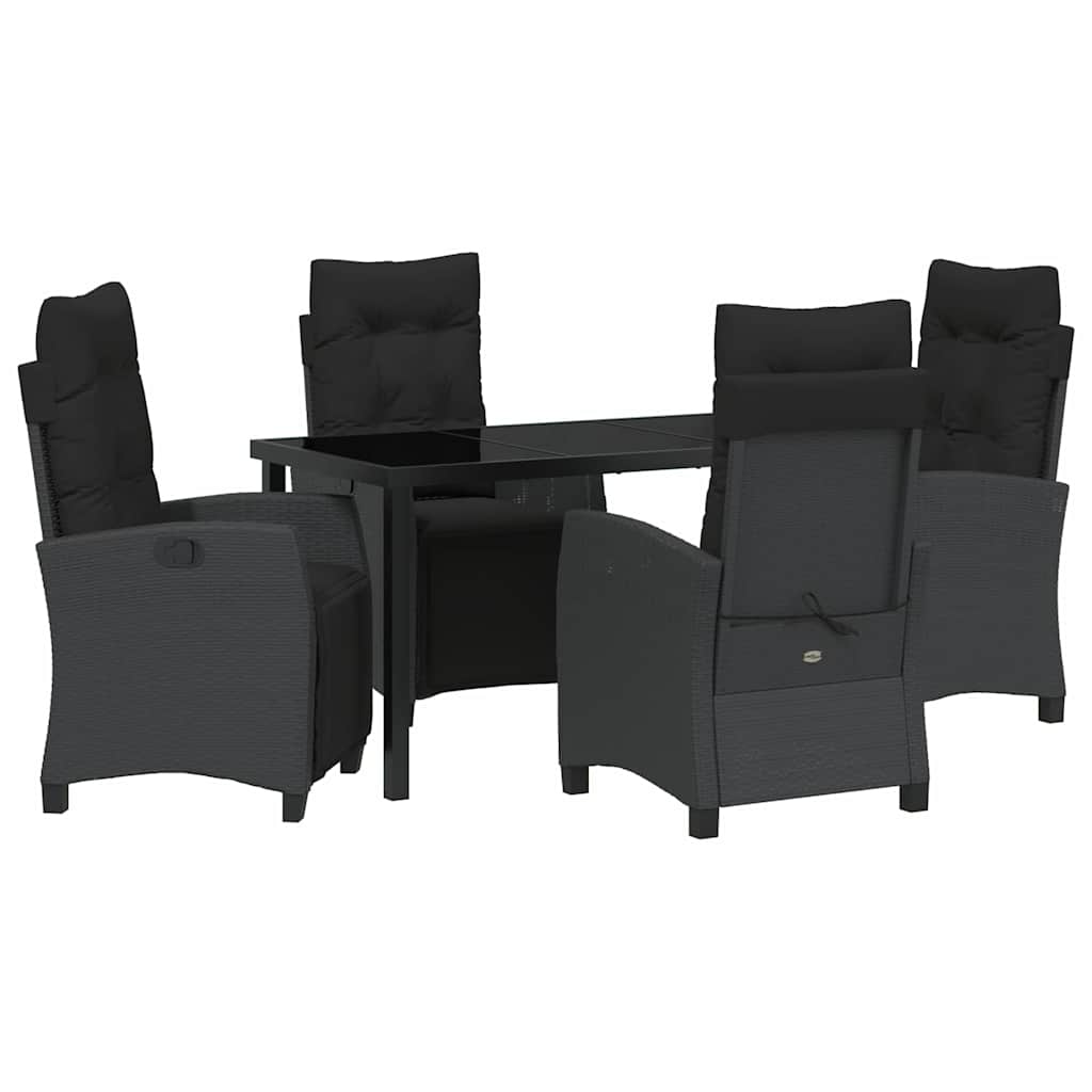 Garten Essgruppe mit Kissen 5 pcs Schwarz Poly-Rattan