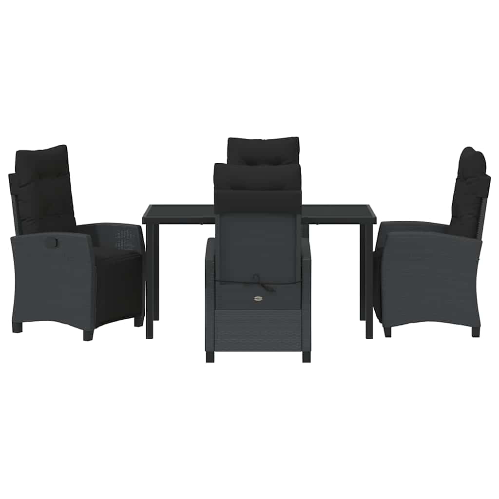 Garten Essgruppe mit Kissen 5 pcs Schwarz Poly-Rattan