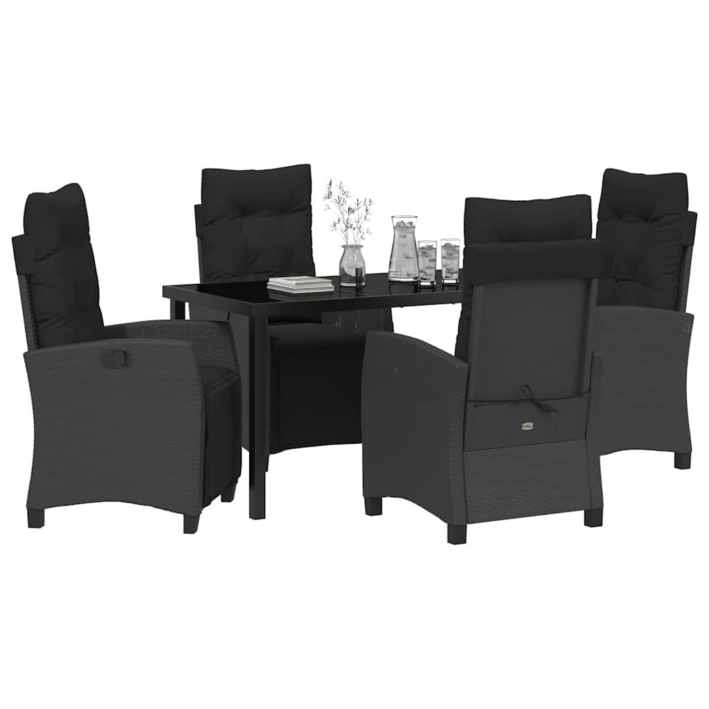 Garten Essgruppe mit Kissen 5 pcs Schwarz Poly-Rattan