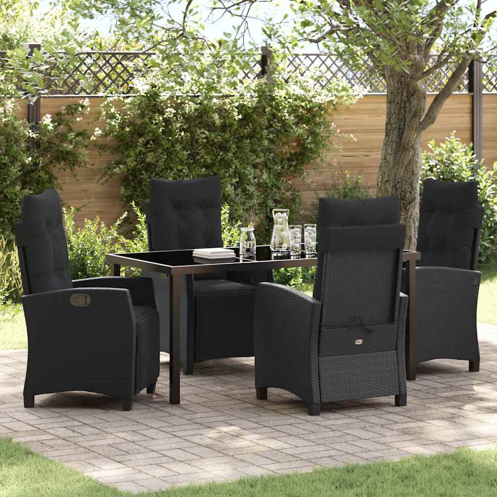 Garten Essgruppe mit Kissen 5 pcs Schwarz Poly-Rattan