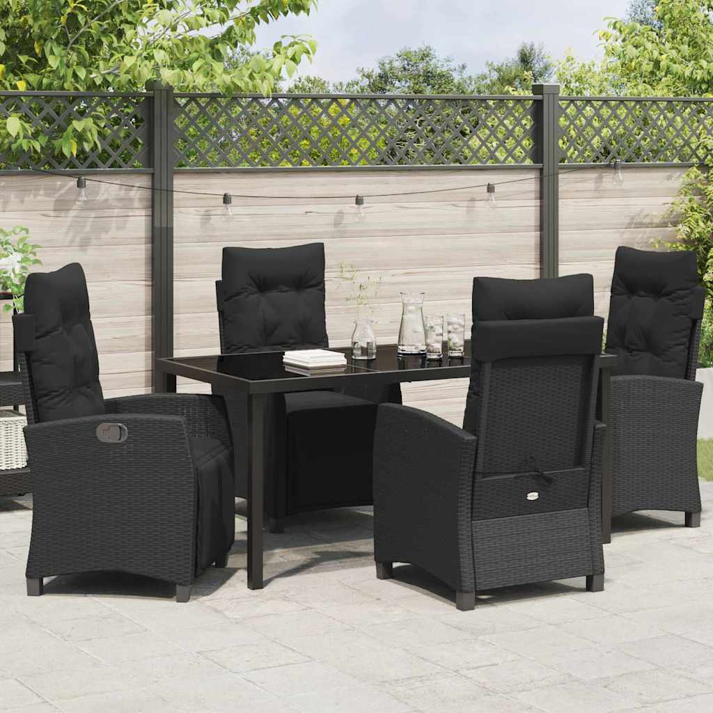 Garten Essgruppe mit Kissen 5 pcs Schwarz Poly-Rattan