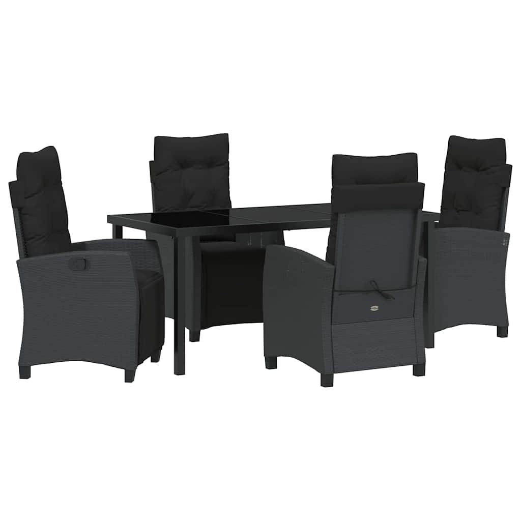 Garten Essgruppe mit Kissen 5 pcs Schwarz Poly-Rattan